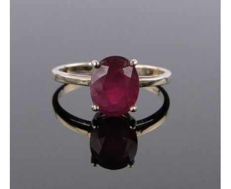 A 9 ct gold ruby set ring,ruby height 7 mm, size N