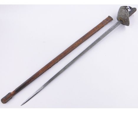 A Wilkinsons 1895 pattern sword,GR cypher etched blade with shagreen grip & leather scabbard, blade length 32", overall lengt
