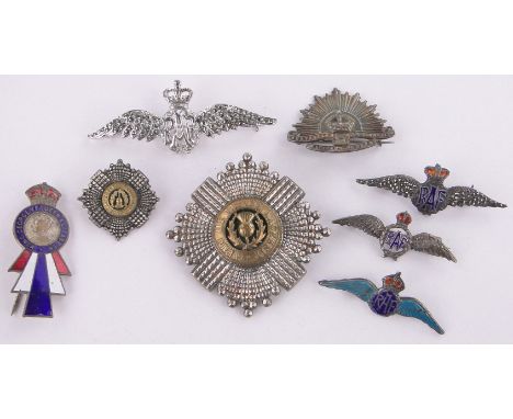 A Collection of military badges,including 3 silver & enamel R A F wings badges & 2 Order of the Thistle badges (8)