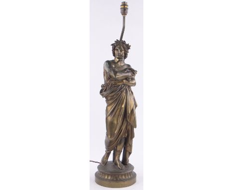 A brass Classical figure table lamp,height 29".