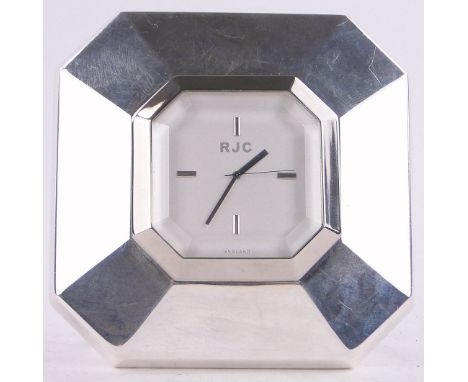 A Modern silver cased travelling clock,width 3.5"