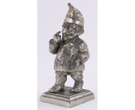 A Vintage Mr Punch design silvered spelter table lighter,with flip top, registered no. 782230, height 6"