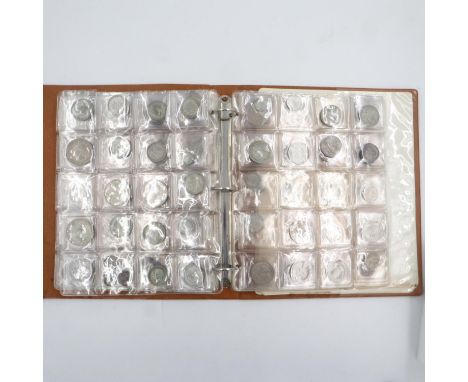 Pre decimal coin collectors album with mixed denominations including over forty coins with silver content. UK P&amp;P Group 1