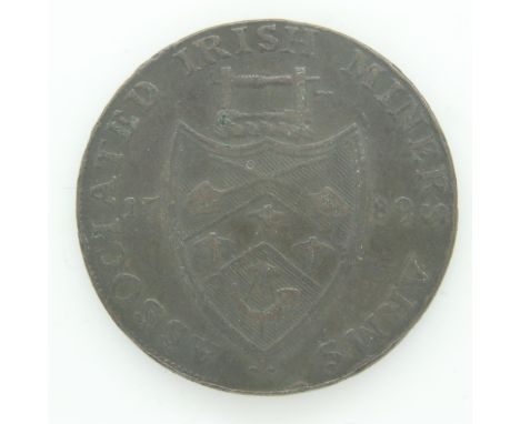 1789 Cronebane Irish mining halfpenny token - aVF grade. UK P&amp;P Group 0 (£6+VAT for the first lot and £1+VAT for subseque