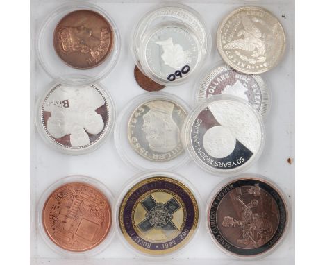Mixed Commemorative coins and rounds to including a NASA example. UK P&amp;P Group 1 (£16+VAT for the first lot and £2+VAT fo