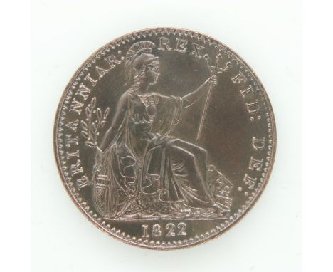 1822 farthing of George IV - EF grade. UK P&amp;P Group 0 (£6+VAT for the first lot and £1+VAT for subsequent lots) 