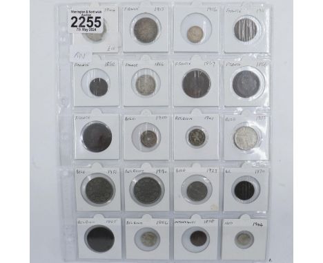 Page of mixed coins, mainly French and Belgian silver. UK P&amp;P Group 1 (£16+VAT for the first lot and £2+VAT for subsequen