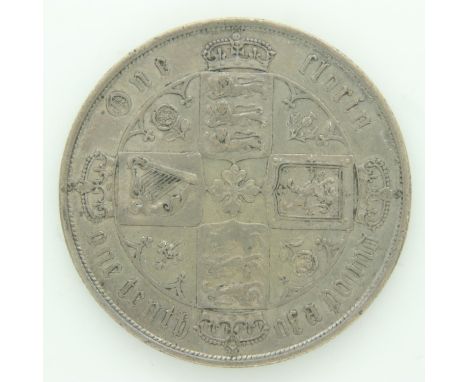 1872 silver gothic florin of Queen Victoria - nEF grade with light scratches. UK P&amp;P Group 0 (£6+VAT for the first lot an