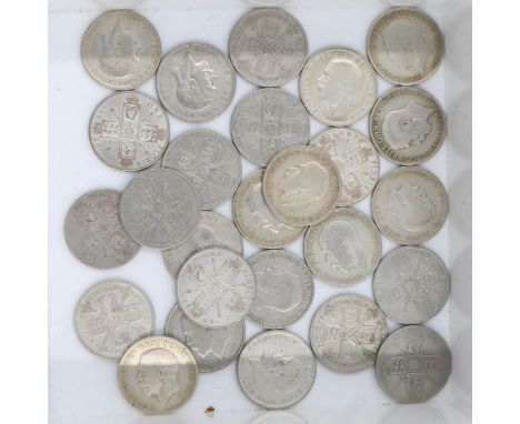 Quantity of 50% silver florins. UK P&amp;P Group 1 (£16+VAT for the first lot and £2+VAT for subsequent lots) 