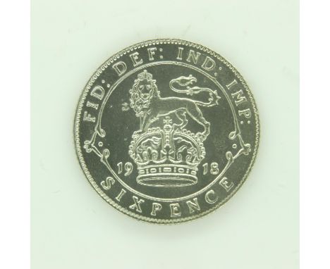 1918 silver sixpence of George V - VF grade. UK P&amp;P Group 0 (£6+VAT for the first lot and £1+VAT for subsequent lots) 