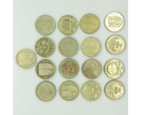 Seventeen collectors edition £1 coins. UK P&amp;P Group 1 (£16+VAT for the first lot and £2+VAT for subsequent lots) 