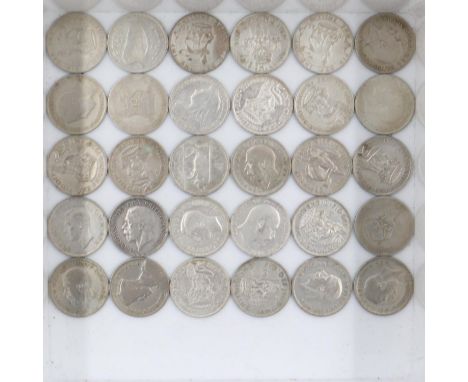 Quantity of 50% silver shillings. UK P&amp;P Group 1 (£16+VAT for the first lot and £2+VAT for subsequent lots) 