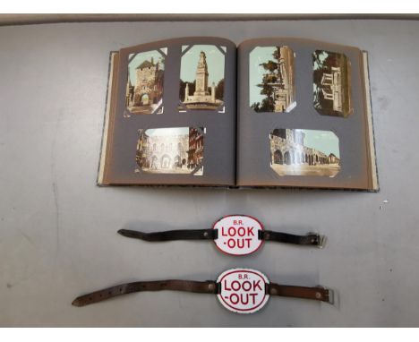 Two vintage BR Lookout enamel armbands together with an album of vintage postcardsLocation: 6:4 