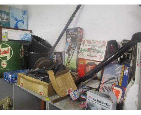 A mixed lot to include a vintage Castrol oil drum, boxed and loose tools, buckets and other itemsLocation: 