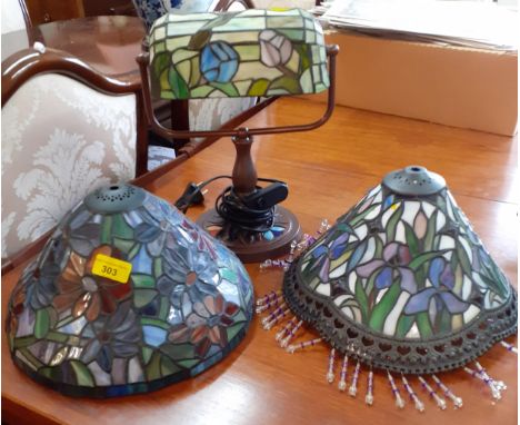 Tiffany style light shades and a matching desk lamp Location: RAF