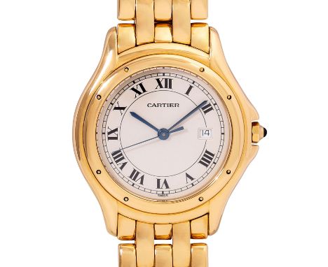 CARTIER Cougar Damen Armbanduhr, Ref. 887904. Full Set aus 2005. Gold 18K. Quartz-Werk, funktionsfähig, Batteriewechsel bei B