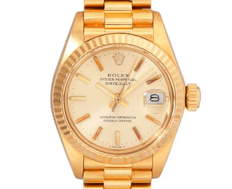 ROLEX Vintage Lady Datejust 26 Damen Armbanduhr, Ref. 6917/8. LC100 aus 1981. 18K Gelbgold. Automatic-Werk Kal. 2030, funktio