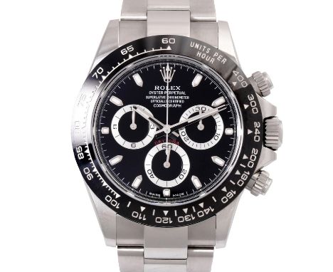 ROLEX Cosmograph Daytona, Ref. 116500LN. Armbanduhr. Edelstahl, Lünette Keramik. Automatik-Werk, Kaliber 4130. Schwarzes Ziff