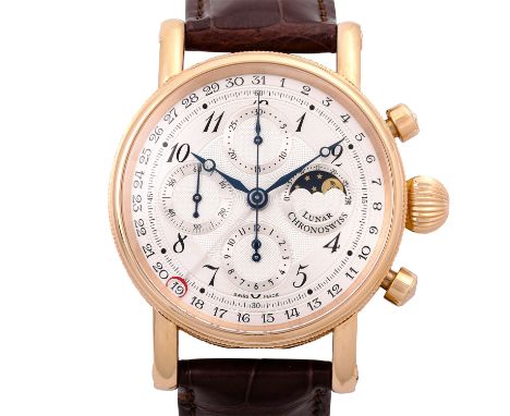 CHRONOSWISS Ref. CH 7541 R Grand Lunar Vollkalender Chronograph. Herren Armbanduhr. 18K Roségoldgehäuse mit Glasboden. Origin