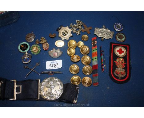 Miscellaneous military Uniform Badges and buttons, Boy's Brigade badge, medal bars, enamel badges, etc.
