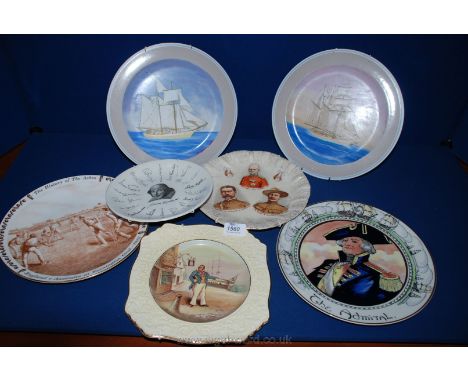 A quantity of Display Pates including hand painted with sailing boats, signed K. Pidgeon 1989, Royal Winton 'Captain Cuttle' 