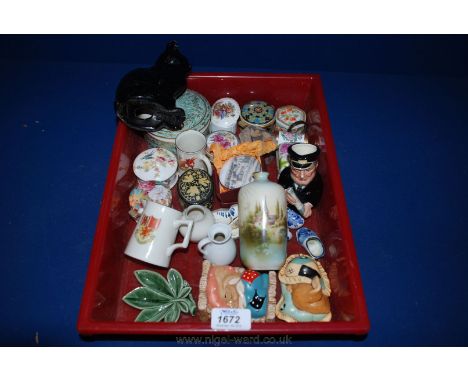 A quantity of lidded Trinket pots including Royal Worcester Falcon, boxed Lambeth Palace Millennium 2000, small Delft clogs, 