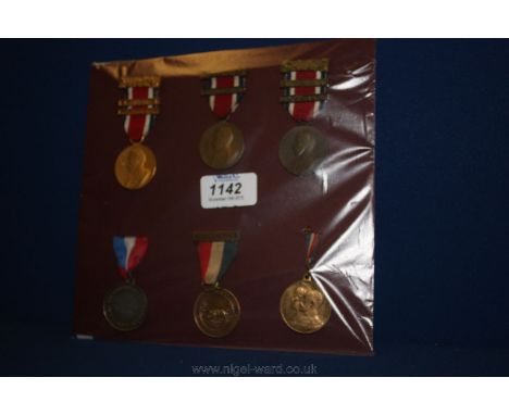 Six miscellaneous Medals, being three WWI King's medal, with wartime clasps, all named, plus three commemorative Medals, one 