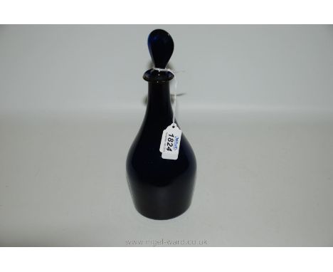 A Bristol blue Decanter inscribed H. Collands, with a matched stopper.