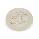 A RARE BELLEEK 'DRAGON' PLATE, 19TH CENTURY