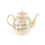 A LARGE LEEDS CREAMWARE TEAPOT AND COVER, CIRCA 1770