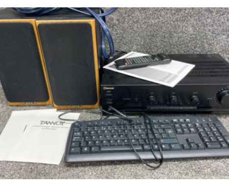 Sherwood Digi Line III integrated amplifier model AX-4050R together with a pair of Tannoy speakers, also includes a keyboard
