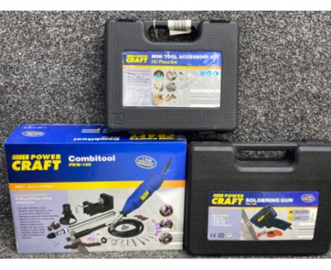 Power Craft combitool model PKW-160 together with a Soldering Gun &amp; Mini tool accessory kit all by the same maker, all in