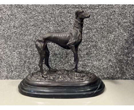 Bronze model of Greyhound on a black marble base England MENE