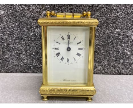 Vintage brass Luscombes ‘Reading’ carriage clock with key “a Worcester clock”