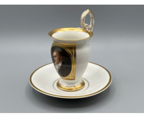 KPM Berlin cup and saucer with portrait 1962-1992 in good condition