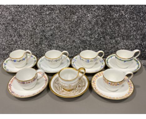 KPM antique various cups and saucers x7 dated 1786-1800