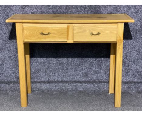 Light oak effect 2x drawer side table - 113x40cm, Height 84cm