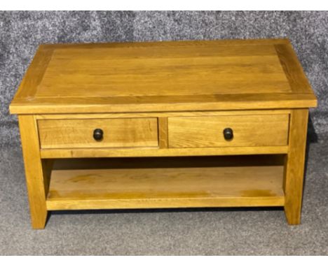 Light oak storage coffee table fitted with 2x drawers, 100x60cm, Height 50cm