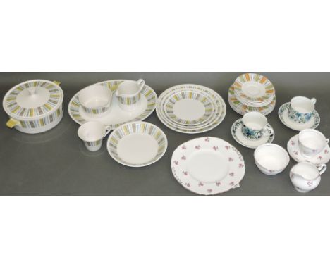 A Myotts Malaga pattern dinner service, for four place settings, including two tureens, oval platter and sundry serving items