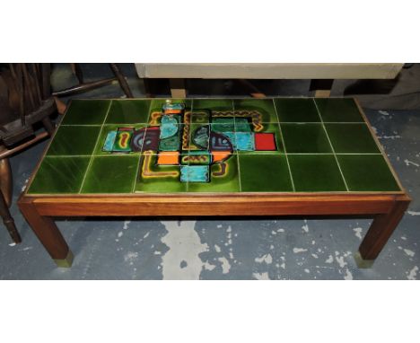 A retro tile top teak coffee table.