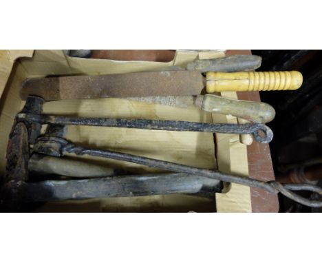 8 Blacksmiths Forge Tools incl. 1 file, 2 rasps, 1 chisel, 2 gate chisels, 1 hammer & 1 axe head (8)