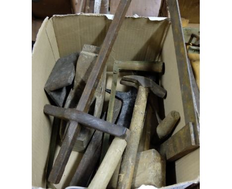 Box of Carpenters Tools, jack planes, hammers etc