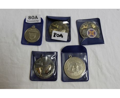 5 modern football medals – Bord na M Bunscoileanna, Billy McGrath Memorial Cup, 2 Waterpark RFC 2005/07 & 1 Gael Linn & 2 x 2