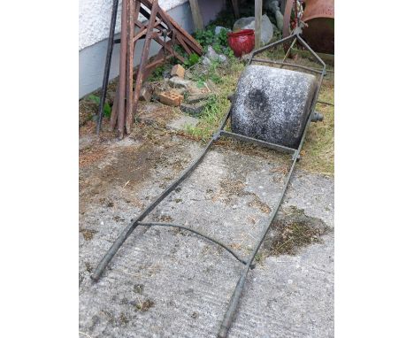Stone garden roller, 17”w, with metal handle
