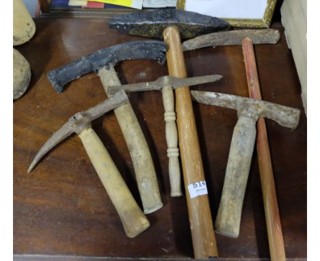 Stone Masons Tools – 6 hammers (“used by County Council Workers to break stones”), various sizes (6)