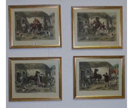 A Very Good Set of Four Coloured Hunting Prints after Fleury.