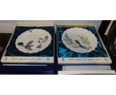 Two Royal Worcester Cabinet Plates, The Birds of Dorothy Doughty with original boxes.