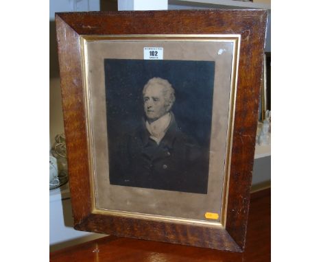 Engraved by S.W. Reynolds - A Portrait Engraving of Mr. Lambard after T. Philips, in a wedge mahogany frame with gilt slip.