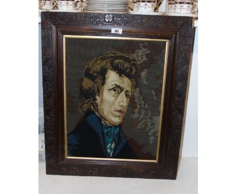 A Woodwork Portrait of Chopin after Delacroix, in a carved oak frame. 24 x 20ins.