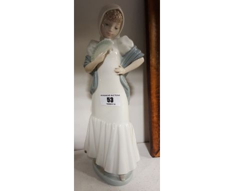 A Nao Figure of a Girl with a Shawl & Fan.